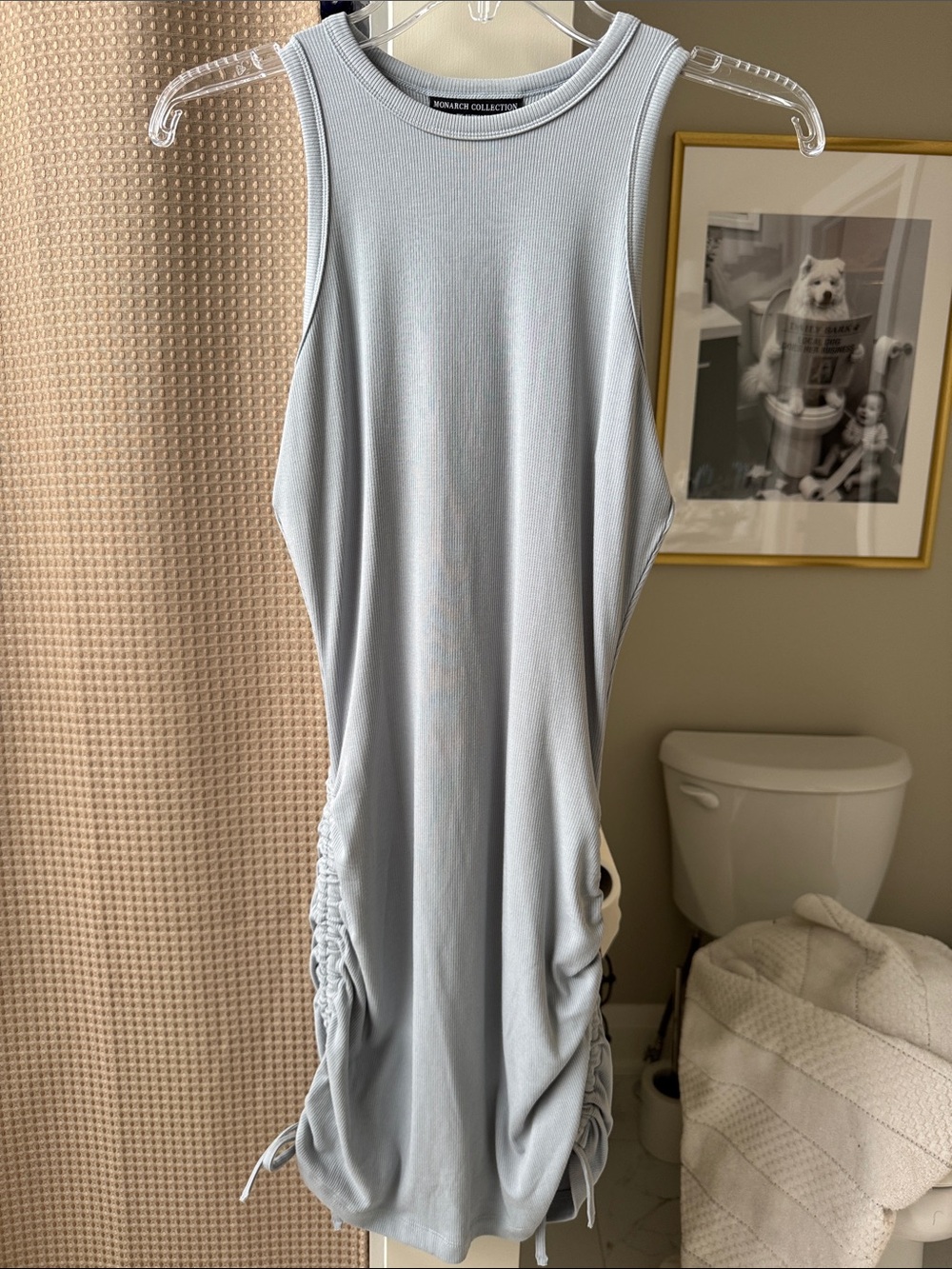 Alphalete Light Blue Ruched Side Tank Dress